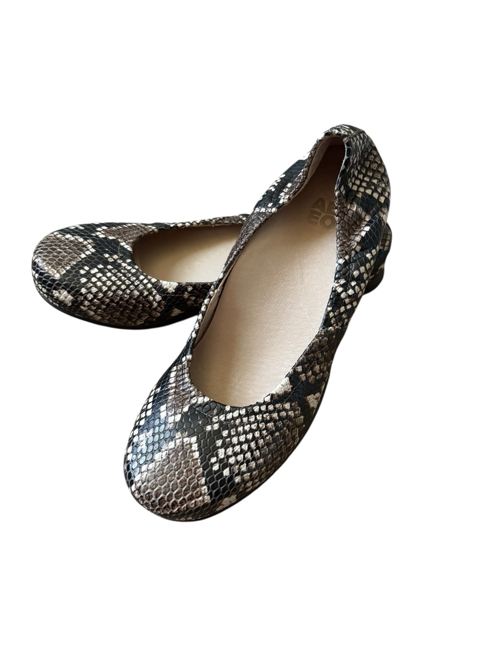 ABEO Tilly Metatarsal Ballet Flats python print Embossed Leather Size 8.5